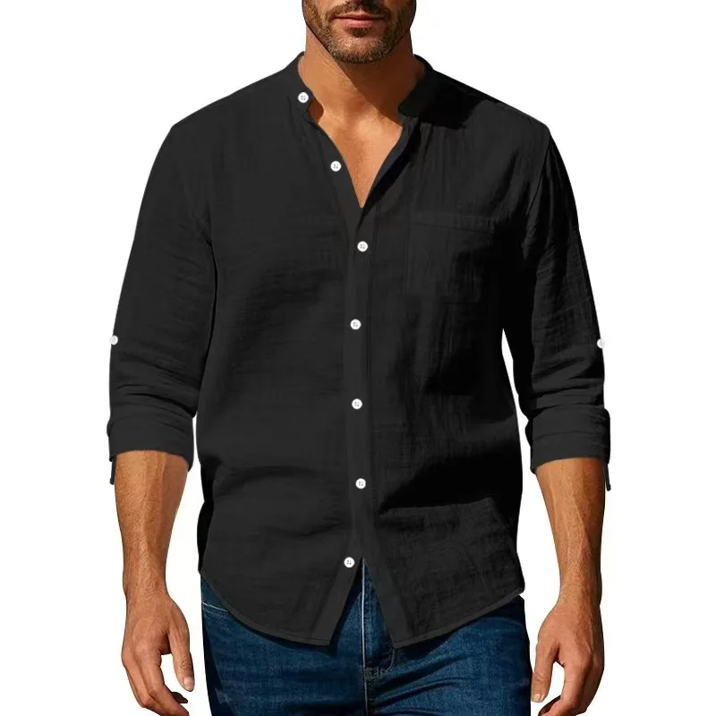 Sweatwear Men's Long Sleeve Shirt Linen Solid Color Shirts Trend Stand Collar Casual Lightweight Breathable Tops Hawaiian Shirt
Sweatwear Men's Long Sleeve Shirt Linen Solid Color Shirts Trend Stand Collar Casual Lightweight Breathable Tops Hawaiian Shirt