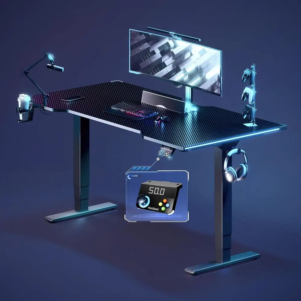 63 RGB LED Electric Standing Desk, Dual Motor Adjustable, 352 lbs Capacity, Ergonomic for Gaming & Streaming (Black)
63 RGB LED Electric Standing Desk, Dual Motor Adjustable, 352 lbs Capacity, Ergonomic for Gaming & Streaming (Black)