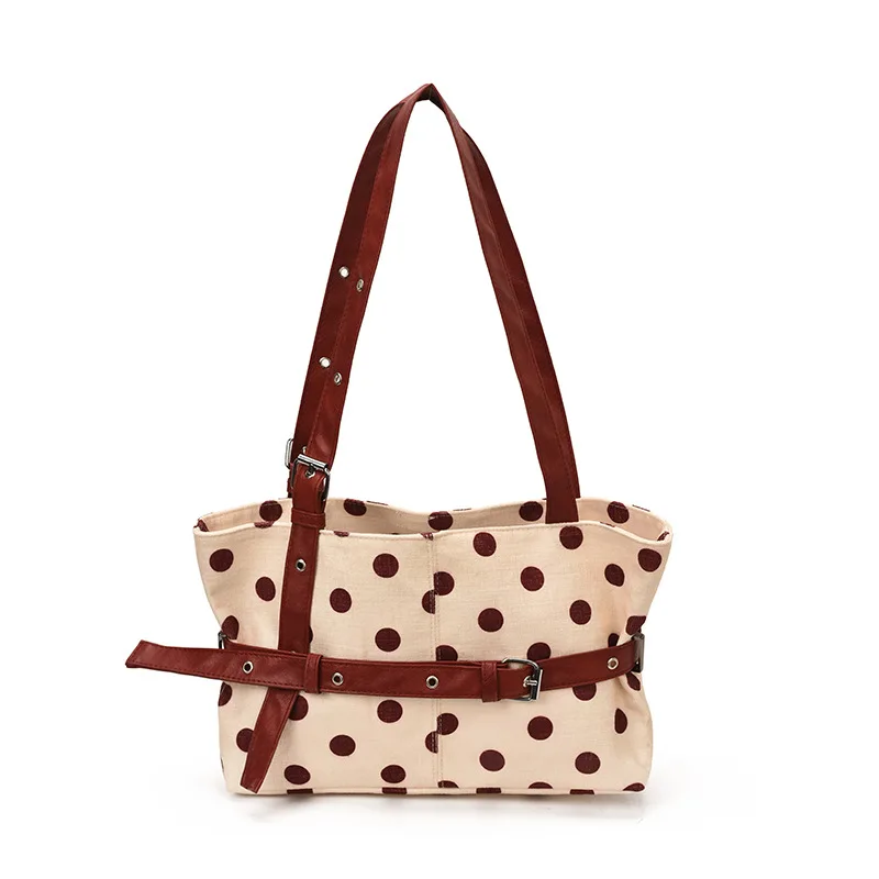 Large Capacity Polka Dot Pattern Canvas Fabric Shoulder Bag with Adjustable Belt Buckle Women's Daily Commute Tote Bag 2026
Large Capacity Polka Dot Pattern Canvas Fabric Shoulder Bag with Adjustable Belt Buckle Women's Daily Commute Tote Bag 2026