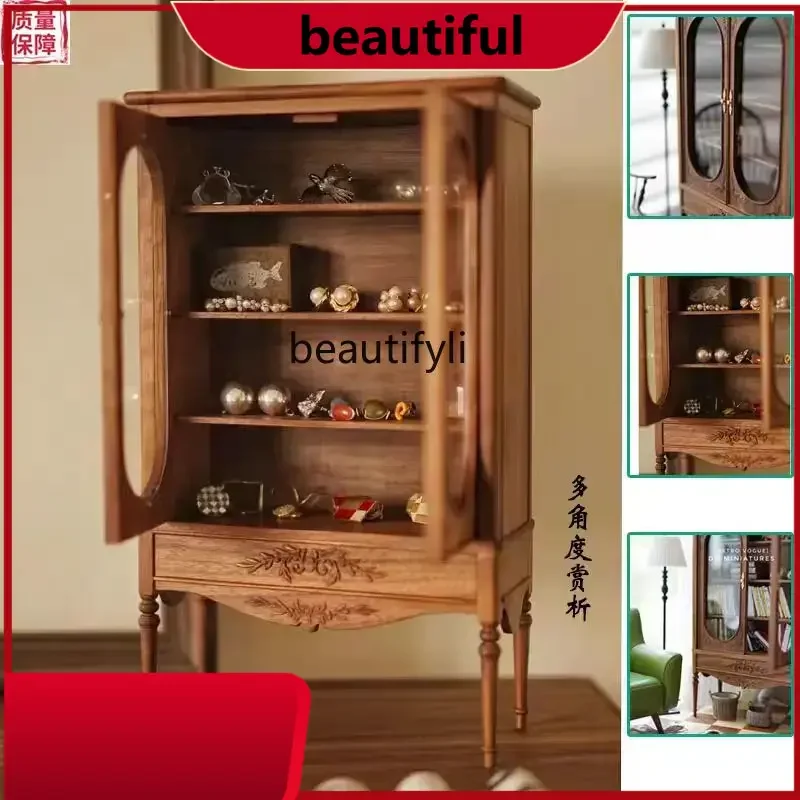 French retro solid wood wine cabinet antique kitchen dining side bookcase storage cabinet H
French retro solid wood wine cabinet antique kitchen dining side bookcase storage cabinet H