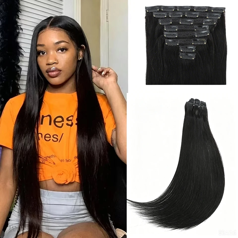 Straight Clip Ins Human Hair 120g/Set Seamless Clip Straight Raw Human Hair Clip In Extensions Natural Black Full Head For Women Straight Clip in Hair Extensions Per Set with 120G Double Weft Brazilian Virgin 100% Human Hair Natural Black Color For Women
Straight Clip Ins Human Hair 120g/Set Seamless Clip Straight Raw Human Hair Clip In Extensions Natural Black Full Head For Women Straight Clip in Hair Extensions Per Set with 120G Double Weft Brazilian Virgin 100% Human Hair Natural Black Color For Women