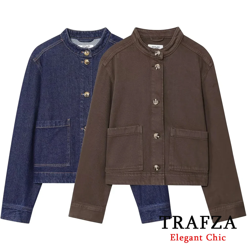 TRAFZA Women Elegant Casual Jacket Classic Vintage O-Neck Pockets Buttons Jacket 2025 Fall Fashion Simple Versatile Lady Jacket
TRAFZA Women Elegant Casual Jacket Classic Vintage O-Neck Pockets Buttons Jacket 2025 Fall Fashion Simple Versatile Lady Jacket