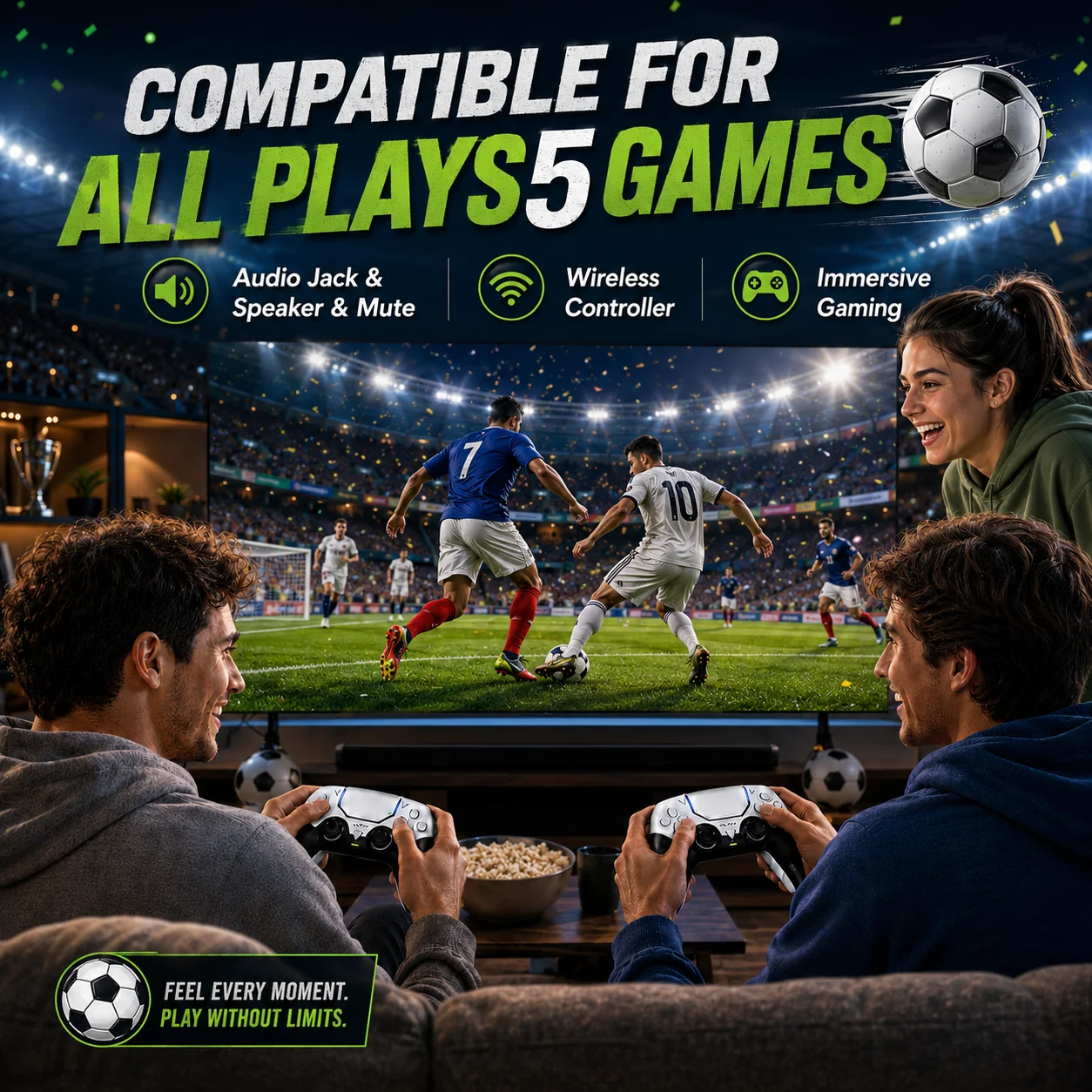 Wireless Controller for P5 Games Bluetooth Gamepad with Button Mapping High Sensitivity Joystick Speaker Gaming Remote
Wireless Controller for P5 Games Bluetooth Gamepad with Button Mapping High Sensitivity Joystick Speaker Gaming Remote