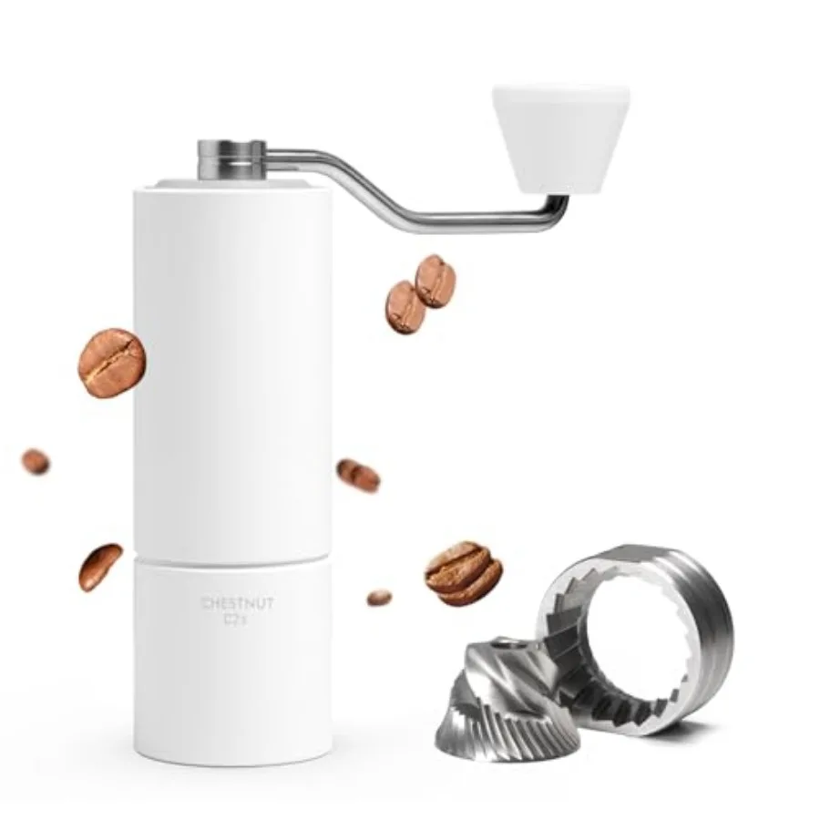 Chestnut Manual Coffee Grinder Capacity 25g with CNC Stainless Steel Conical Burr Internal Adjustable Setting Double Bearing Po
Chestnut Manual Coffee Grinder Capacity 25g with CNC Stainless Steel Conical Burr Internal Adjustable Setting Double Bearing Po