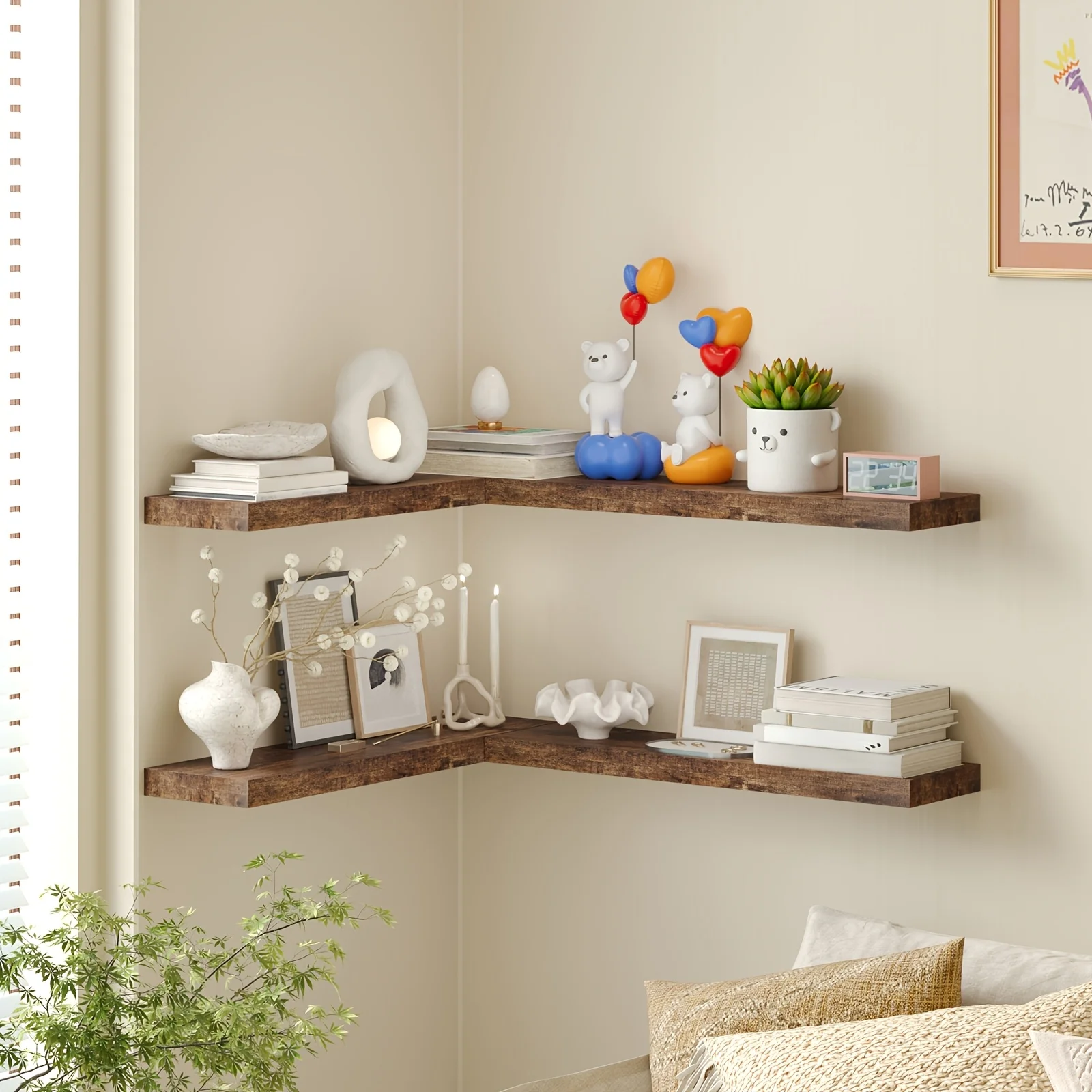 TOMNK 2-tier Corner Wall Shelf | Rustic Wood Wall Storage Display Shelves for Living Room, Bedroom, Bathroom, Kitchen, Brown/Bla
TOMNK 2-tier Corner Wall Shelf | Rustic Wood Wall Storage Display Shelves for Living Room, Bedroom, Bathroom, Kitchen, Brown/Bla