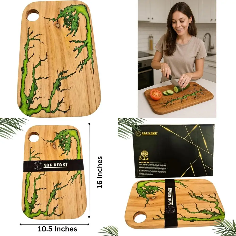 Green Acacia Wood Resin & Epoxy Cutting Board 16.5x10.5 Inches - Kitchen Chopping, Serving, and Charcuterie Platter
Green Acacia Wood Resin & Epoxy Cutting Board 16.5x10.5 Inches - Kitchen Chopping, Serving, and Charcuterie Platter