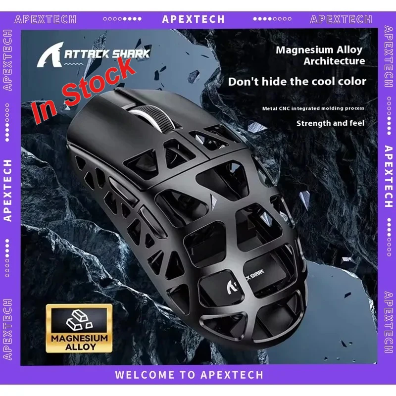 Attack Shark R3 8k Wireless Magnesium Alloy Streamlined-Light Three-Mode Mouse Paw3395 Bluetooth Game Mouse PC Accessory Present
Attack Shark R3 8k Wireless Magnesium Alloy Streamlined-Light Three-Mode Mouse Paw3395 Bluetooth Game Mouse PC Accessory Present