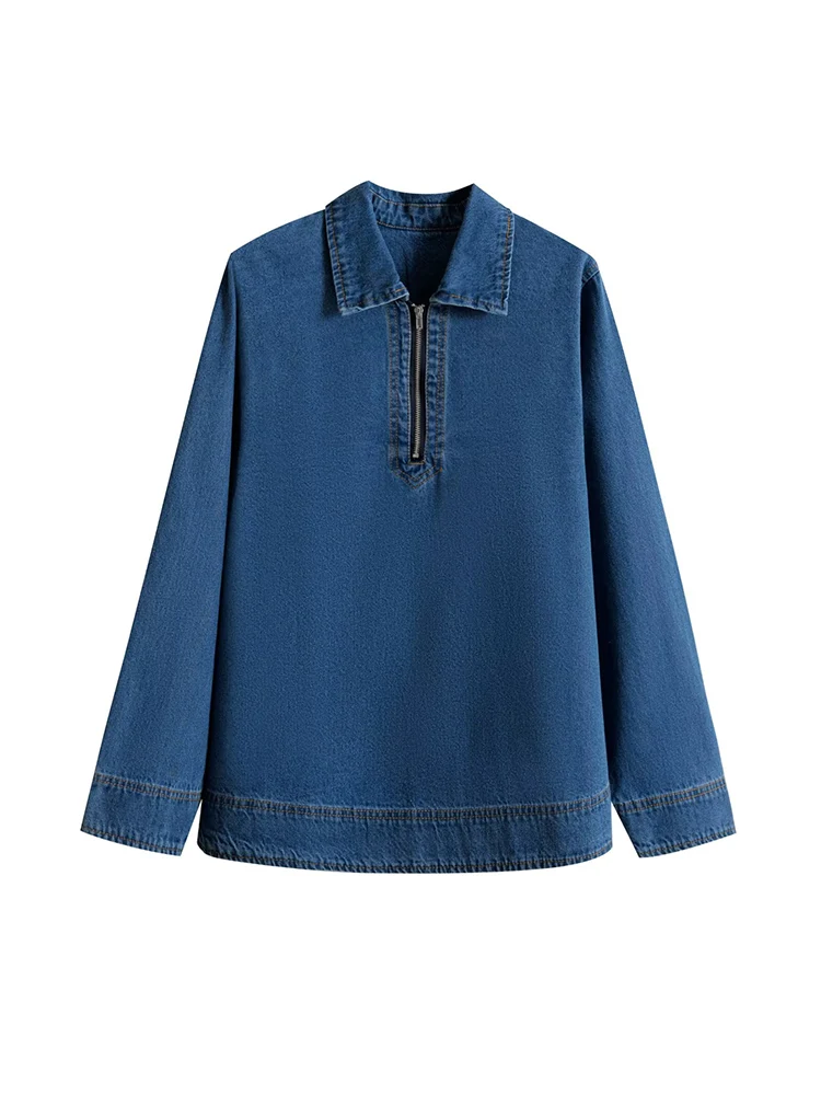 Willshela Women Fashion Denim Blue Front Zipper Pullover Jackets Vintage Lapel Neck Long Sleeves Female Chic Lady Outfits
Willshela Women Fashion Denim Blue Front Zipper Pullover Jackets Vintage Lapel Neck Long Sleeves Female Chic Lady Outfits