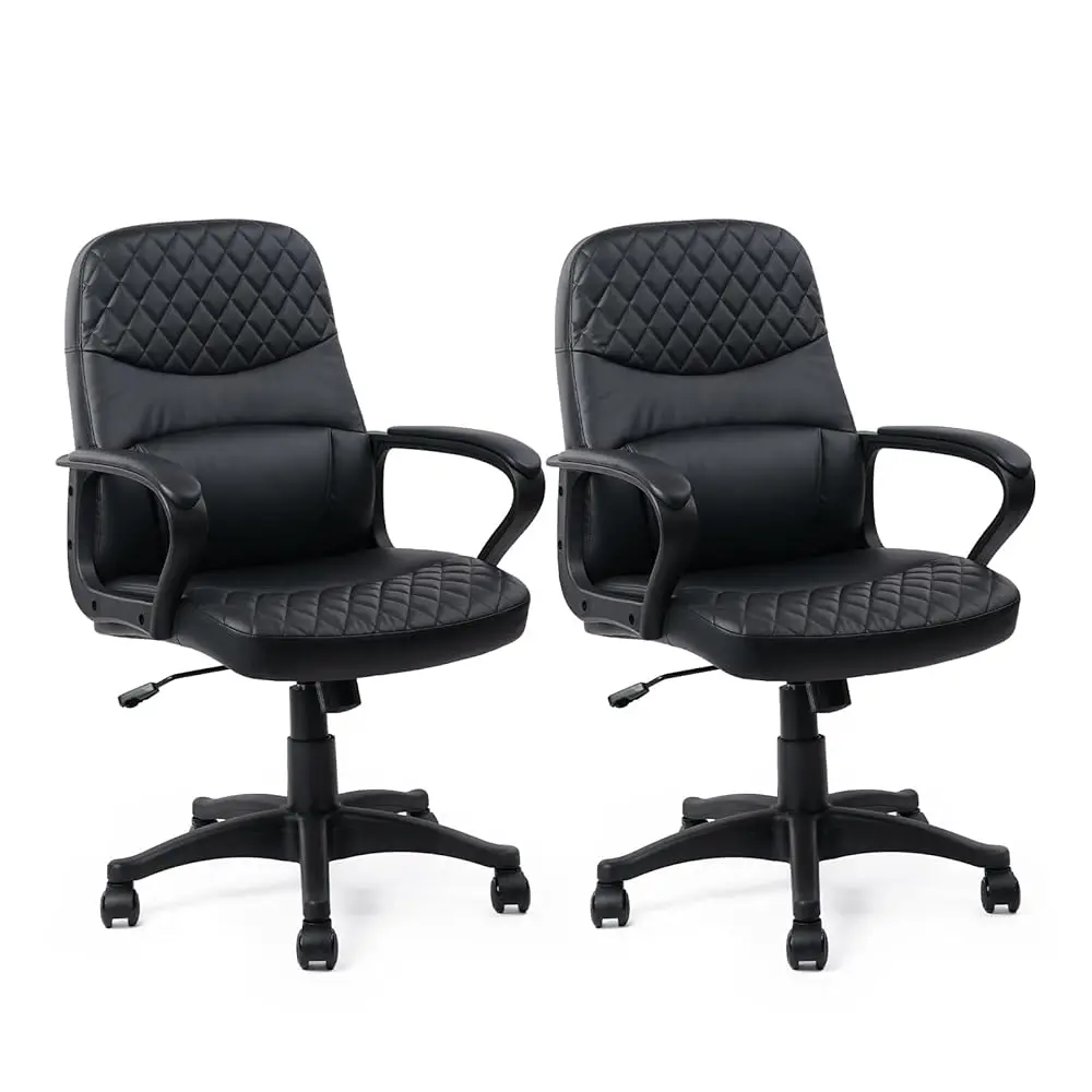 Office Chair - Mid Ba Leather Computer Desk Chair With Wheels, Ergonomic Executive Swivel Chair With Lumbar Support, Armrest 
Office Chair - Mid Ba Leather Computer Desk Chair With Wheels, Ergonomic Executive Swivel Chair With Lumbar Support, Armrest