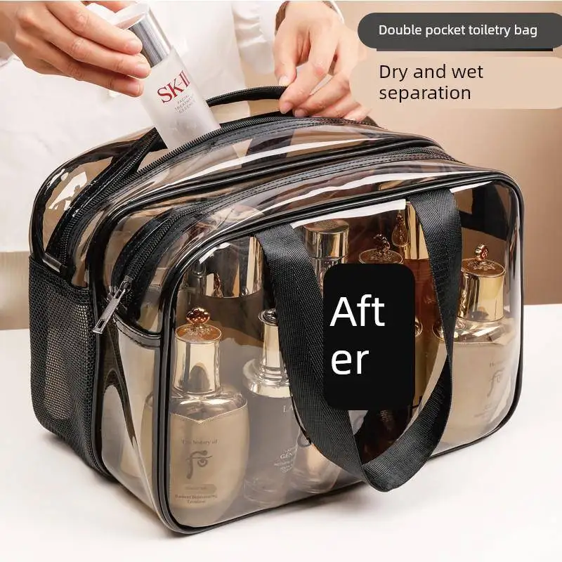 Women's Portable Waterproof Large Capacity Makeup Bag Cosmetic Storage Pouch Handheld Wash Bag Dry Wet Separation
Women's Portable Waterproof Large Capacity Makeup Bag Cosmetic Storage Pouch Handheld Wash Bag Dry Wet Separation