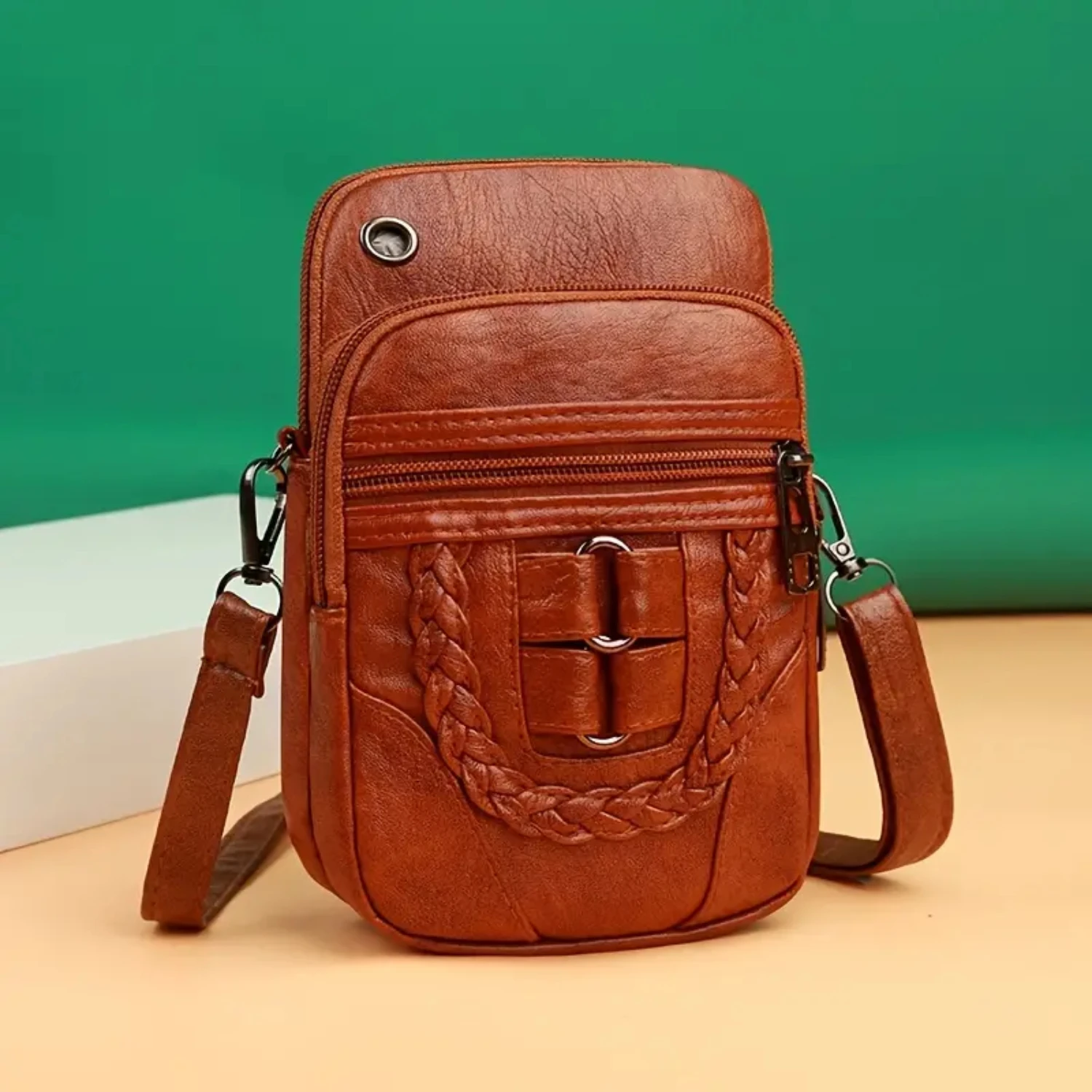 Retro Style Phone Bag, Fashion Solid Color Coin Purse Versatile Zipper Shoulder Bag
Retro Style Phone Bag, Fashion Solid Color Coin Purse Versatile Zipper Shoulder Bag
