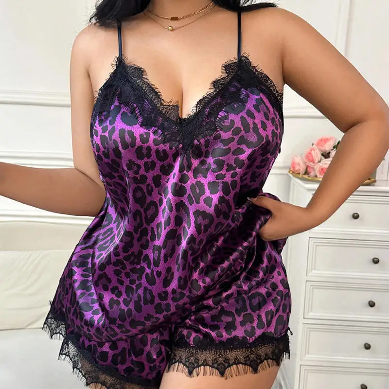 Big Size 5Xl Lady Sleepwear Leopard Print Rayon Pajamas Set Strap Shirt Shorts 2Pcs Nightgown Sexy Lace Nightwear Home Clothes
Big Size 5Xl Lady Sleepwear Leopard Print Rayon Pajamas Set Strap Shirt Shorts 2Pcs Nightgown Sexy Lace Nightwear Home Clothes