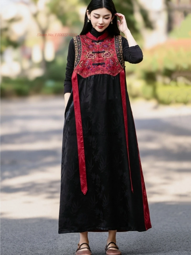 2025 chinese vintage satin jacquard dress national flower embroidery sleeveless hanfu dress oriental traditional a-line dress
2025 chinese vintage satin jacquard dress national flower embroidery sleeveless hanfu dress oriental traditional a-line dress