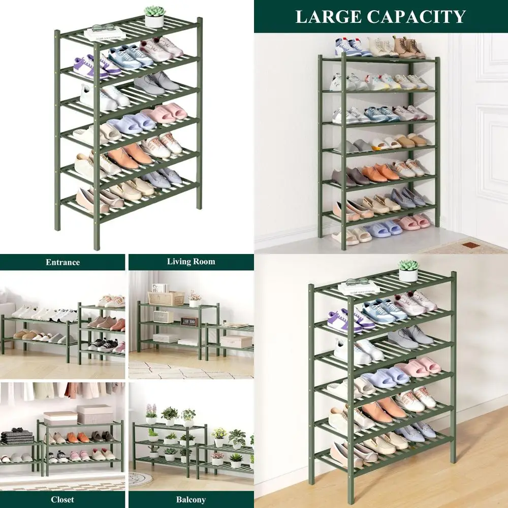6-Tier Stackable Wooden Shoe Rack Organizer for Closet, Entryway, and Front Door in Green
6-Tier Stackable Wooden Shoe Rack Organizer for Closet, Entryway, and Front Door in Green