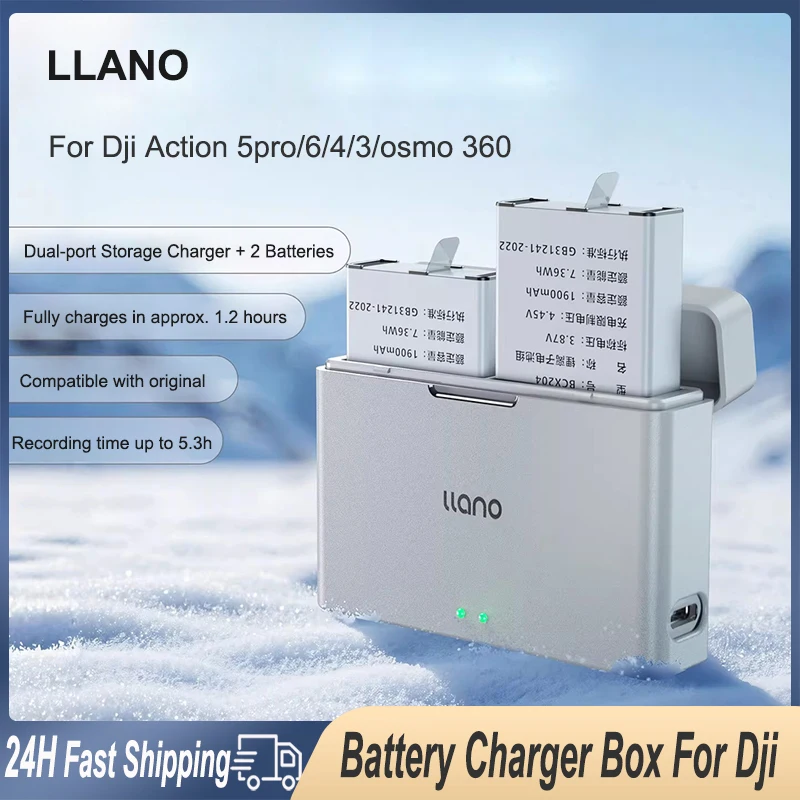 LLANO Fast Charger Battery Charger 1900mAh with battries For DJI Action 5 Pro 6 4 3 Osmo 360 Dual Pocket Charging Storage Box
LLANO Fast Charger Battery Charger 1900mAh with battries For DJI Action 5 Pro 6 4 3 Osmo 360 Dual Pocket Charging Storage Box
