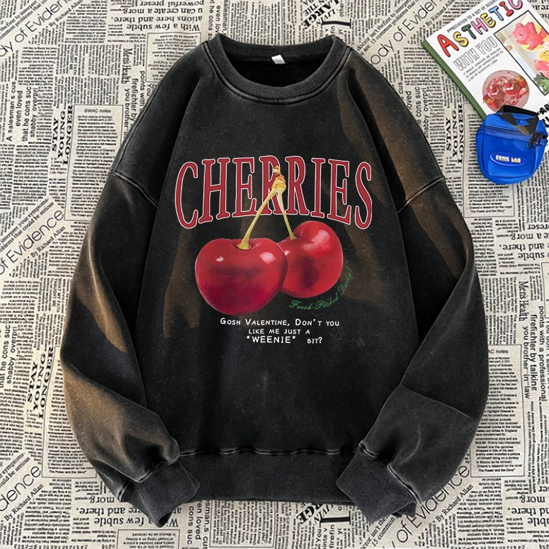 Autumn Womans Acid Wash Hoodie Fresh Red Cherries Printed Sweatshirt Fleece Warm Oversize Pullover Fashion Washed Streetwear
Autumn Womans Acid Wash Hoodie Fresh Red Cherries Printed Sweatshirt Fleece Warm Oversize Pullover Fashion Washed Streetwear