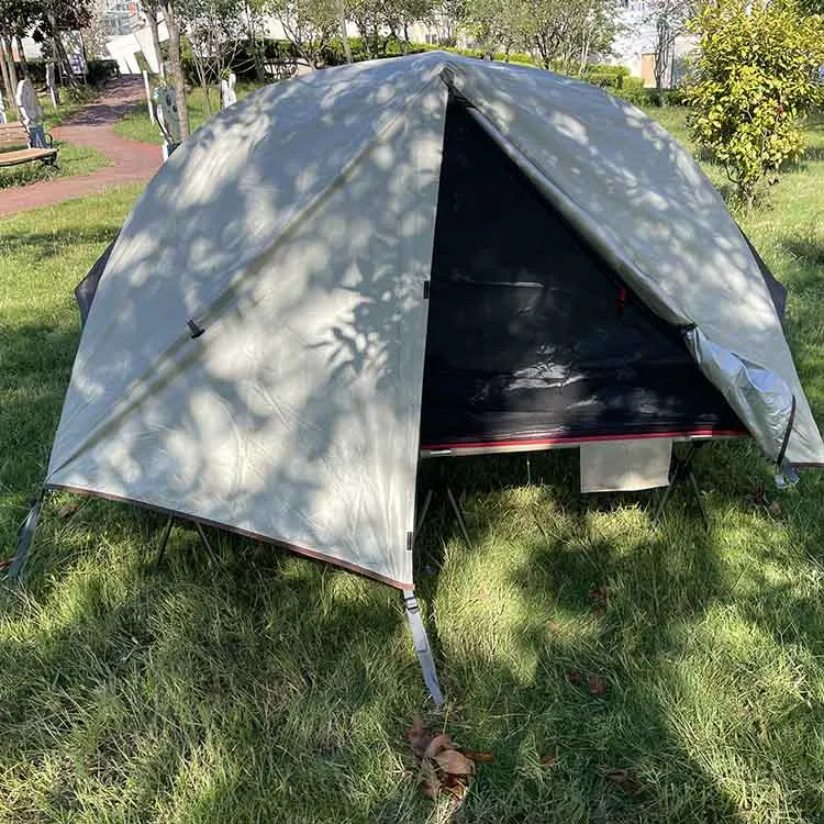 Custom Outdoor Multifunction Ultralight Portable Folding Waterproof Aluminium Alloy Frame Off Ground Tent With Camping Bed
Custom Outdoor Multifunction Ultralight Portable Folding Waterproof Aluminium Alloy Frame Off Ground Tent With Camping Bed