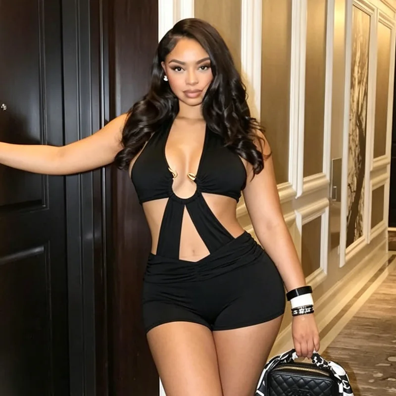 Ultra-Short One-Piece Jumpsuit J26RP189 Spring Summer Women's Fashion Cross-Border High-Waisted Straight Cut Polyester
Ultra-Short One-Piece Jumpsuit J26RP189 Spring Summer Women's Fashion Cross-Border High-Waisted Straight Cut Polyester