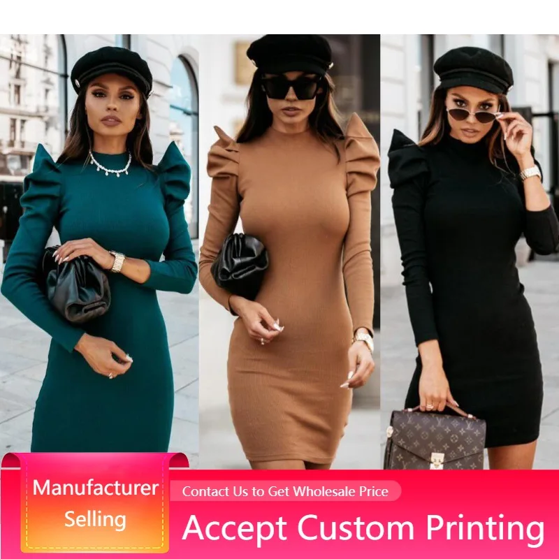 Women Slim Knitted Dress Bodycon Stand Collar Mini Dress Winter Long Sleeve Puff Sleeve Elegant Sweater Casual Dresses
Women Slim Knitted Dress Bodycon Stand Collar Mini Dress Winter Long Sleeve Puff Sleeve Elegant Sweater Casual Dresses