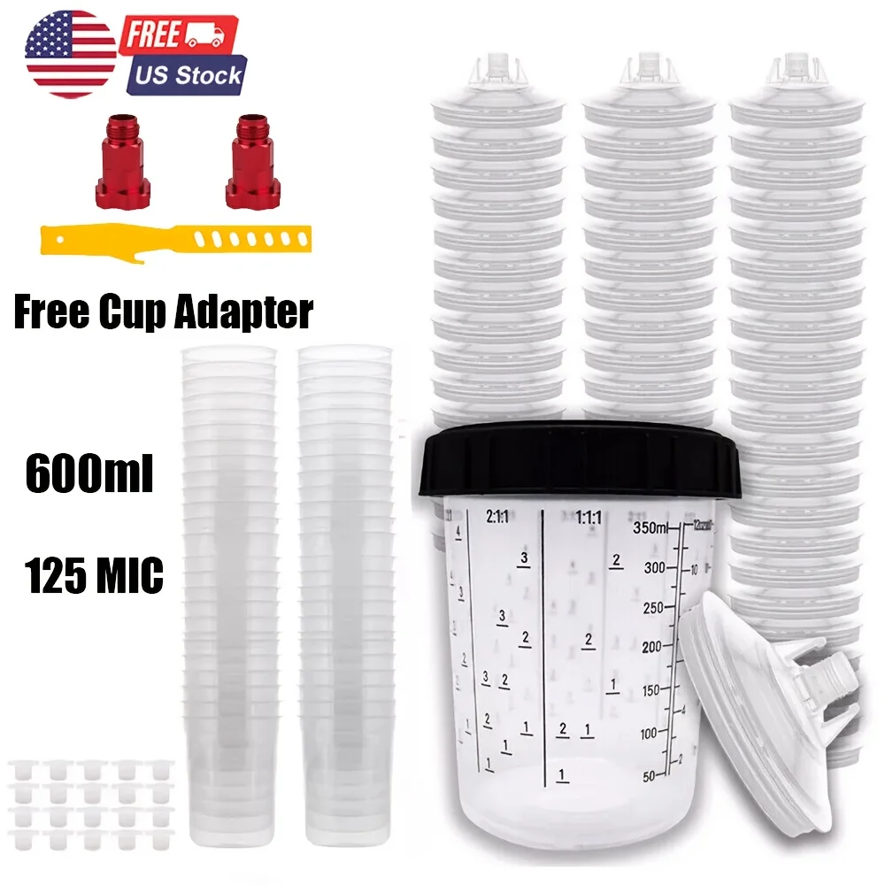 50pcs Disposable Paint Spray Gun Cup Liners And Lid System with 50pcs Paint Cups with Lids, Hard Cup with Retainer Ring, 2 Cup Adapter, Paint Stirrer, for Automotive Paint Gun JUYHGV
50pcs Disposable Paint Spray Gun Cup Liners And Lid System with 50pcs Paint Cups with Lids, Hard Cup with Retainer Ring, 2 Cup Adapter, Paint Stirrer, for Automotive Paint Gun JUYHGV