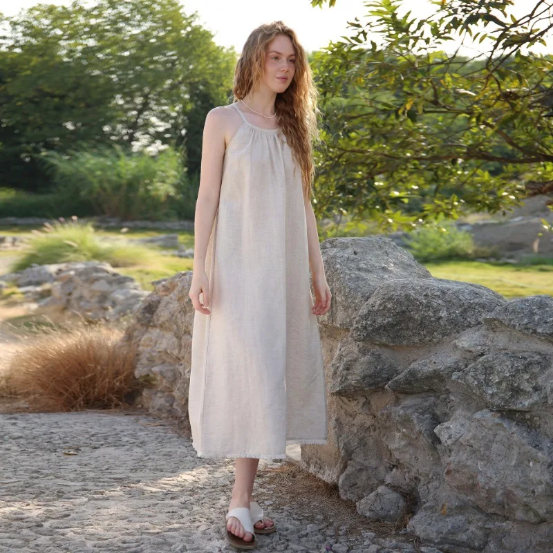 French Vintage Linen Dress For Women Sexy Spaghetti Strap Sleeveless Elegant Beach Holiday Party Loose Robe Vestidos de Mujer
French Vintage Linen Dress For Women Sexy Spaghetti Strap Sleeveless Elegant Beach Holiday Party Loose Robe Vestidos de Mujer