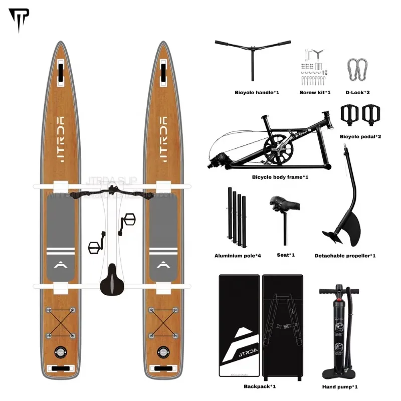 Airo JTRDA New Arrival Inflatable Single Person Water Bike Frame Pedal Dinghy Pedal Boat Floating Bicycle Water Bike for Sale
Airo JTRDA New Arrival Inflatable Single Person Water Bike Frame Pedal Dinghy Pedal Boat Floating Bicycle Water Bike for Sale