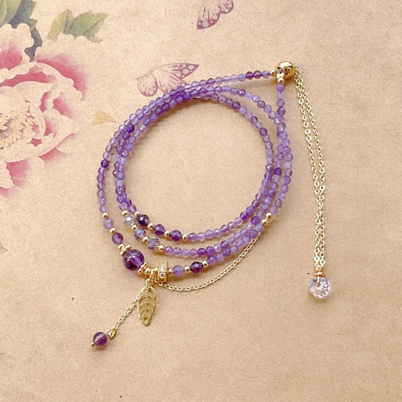 Adjustable Natural Amethyst Bracelet with Small Beads Luxury Geometric Cut Purple Crystal Jewelry Elegant Hand Chain for Women
Adjustable Natural Amethyst Bracelet with Small Beads Luxury Geometric Cut Purple Crystal Jewelry Elegant Hand Chain for Women