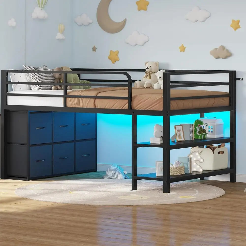 Двухъярусная кровать Twin Size с 6 ящиками, светодиодной подсветкой, 2-уровневыми полками, 15 ступеньками и защитным ограждением, черная
Двухъярусная кровать Twin Size с 6 ящиками, светодиодной подсветкой, 2-уровневыми полками, 15 ступеньками и защитным ограждением, черная