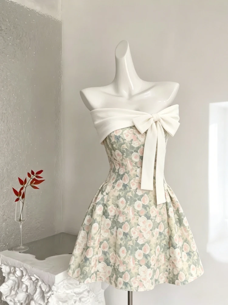 Summer Women's Casual Dresses Bow Floral Slash Neck High Waist Birthday Party Dresses 2026 New Pure Desire Sexy Female Clothes
Summer Women's Casual Dresses Bow Floral Slash Neck High Waist Birthday Party Dresses 2026 New Pure Desire Sexy Female Clothes