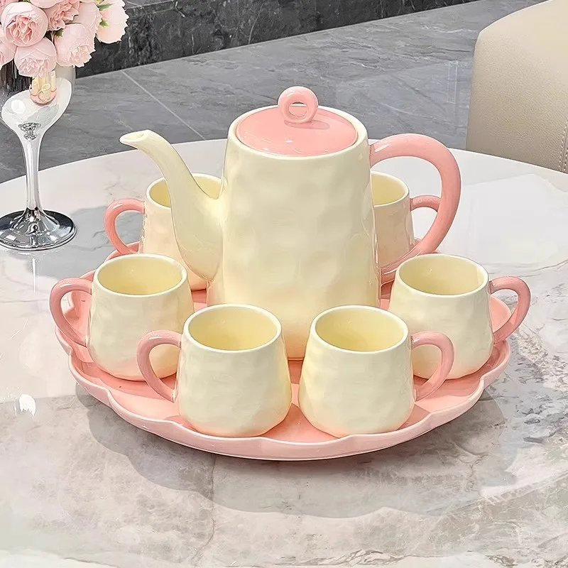 Cream wind ceramic tea set, high-end living room water set
Cream wind ceramic tea set, high-end living room water set