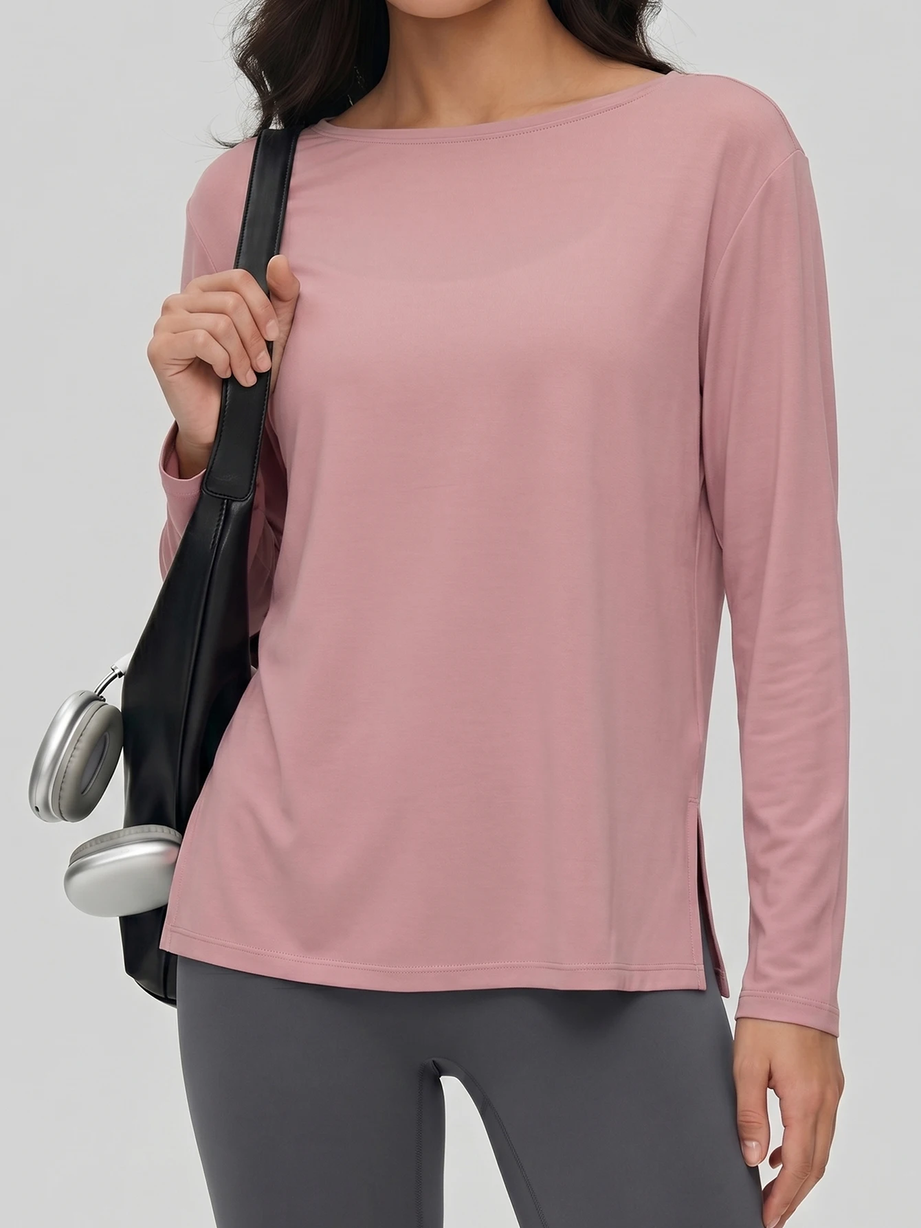 Women's Boat Neck Loose Long Sleeve Yoga Top, Casual Side Split Relaxed Fit Athletic Workout Layering Shirt
Women's Boat Neck Loose Long Sleeve Yoga Top, Casual Side Split Relaxed Fit Athletic Workout Layering Shirt