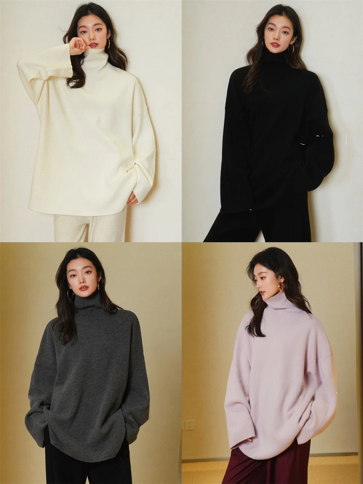 Moss Yè Five-Color Knitted Wool High Collar Wide Sve mat Silhouette Sweater Women's Online Exclusive Winte...
Moss Yè Five-Color Knitted Wool High Collar Wide Sve mat Silhouette Sweater Women's Online Exclusive Winte...