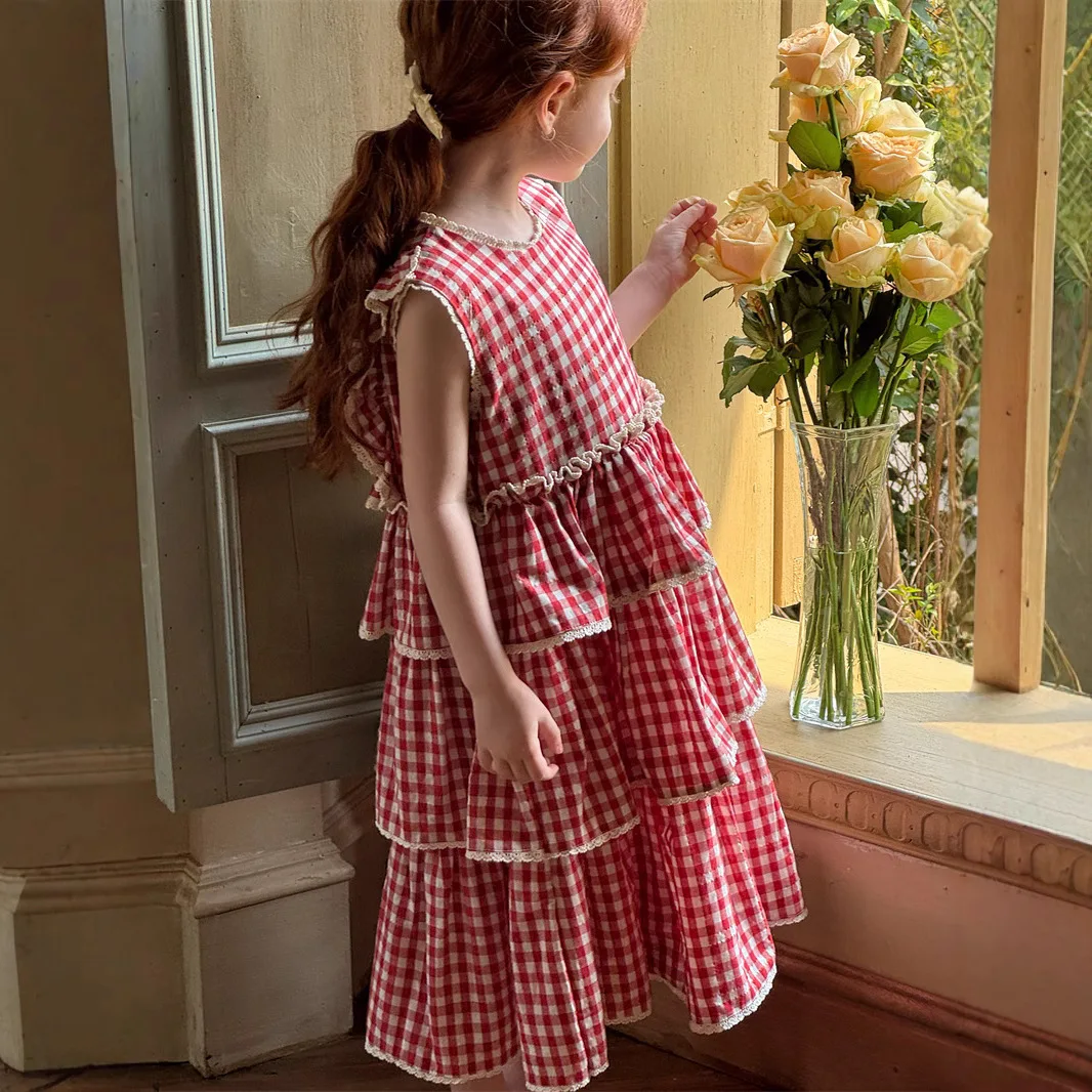 Checkered Cake Dress Fashion 2025 Summer New Cute Sweet Casual Vintage Lace Plaid Cake Dress Kids Clothes
Checkered Cake Dress Fashion 2025 Summer New Cute Sweet Casual Vintage Lace Plaid Cake Dress Kids Clothes
