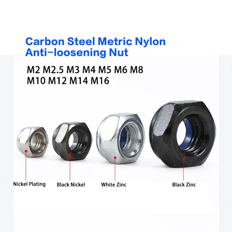 M2 M2.5 M3 M4 M5 M6 M8 M10 M12 M14 M16 Carbon Steel Metric Nylon Anti-Loosening Nut Self-Locking Non-Slip Hexagonal Hex Nut
M2 M2.5 M3 M4 M5 M6 M8 M10 M12 M14 M16 Carbon Steel Metric Nylon Anti-Loosening Nut Self-Locking Non-Slip Hexagonal Hex Nut