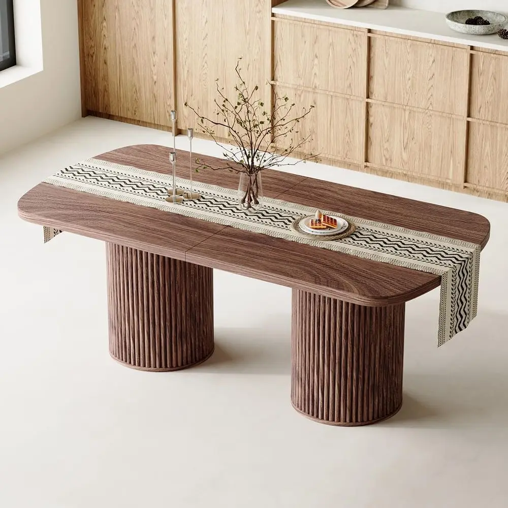 Extra Long Walnut Dining Table for 6-10, Cylindrical Base, Suitable for Kitchen, Dining & Living Rooms
Extra Long Walnut Dining Table for 6-10, Cylindrical Base, Suitable for Kitchen, Dining & Living Rooms