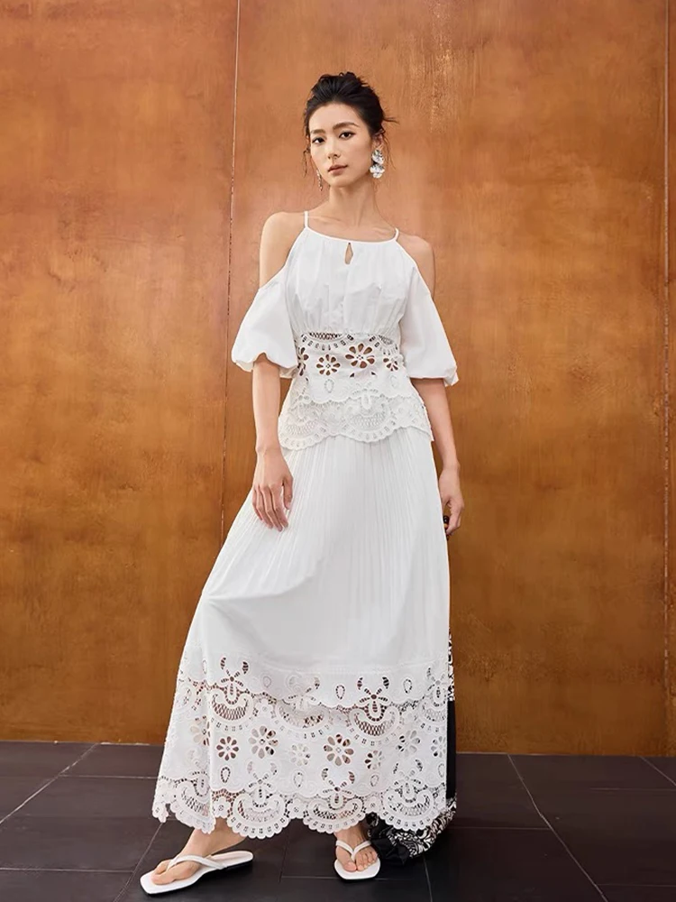 White Casual Skirt Two Piece Set Spring Women Flying Sleeves Lace Patchwork Top+High Waist Hollow Out Bust Skirt Summer Outfit
White Casual Skirt Two Piece Set Spring Women Flying Sleeves Lace Patchwork Top+High Waist Hollow Out Bust Skirt Summer Outfit