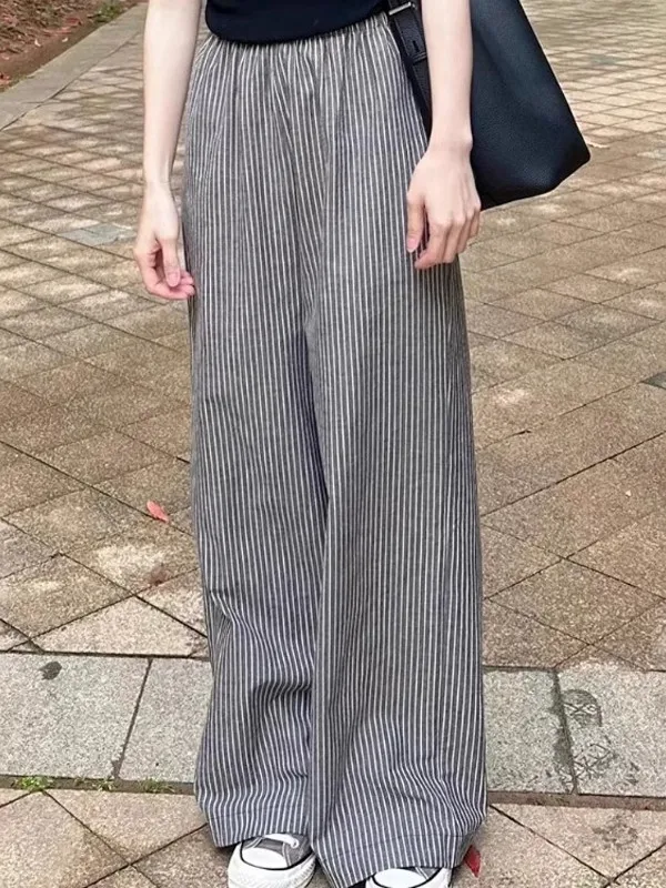 High Waist Wide Leg Pants Single Stripe Retro Casual Loose Versatile Sporty Summer Trousers for plus Size Women
High Waist Wide Leg Pants Single Stripe Retro Casual Loose Versatile Sporty Summer Trousers for plus Size Women