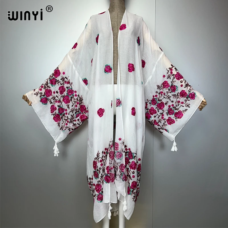 WINYI embroidery kimono Bohemian luxury beachwear Swim Suit Cover up women Cardigan sexy Holiday long coat abaya dubai luxury
WINYI embroidery kimono Bohemian luxury beachwear Swim Suit Cover up women Cardigan sexy Holiday long coat abaya dubai luxury