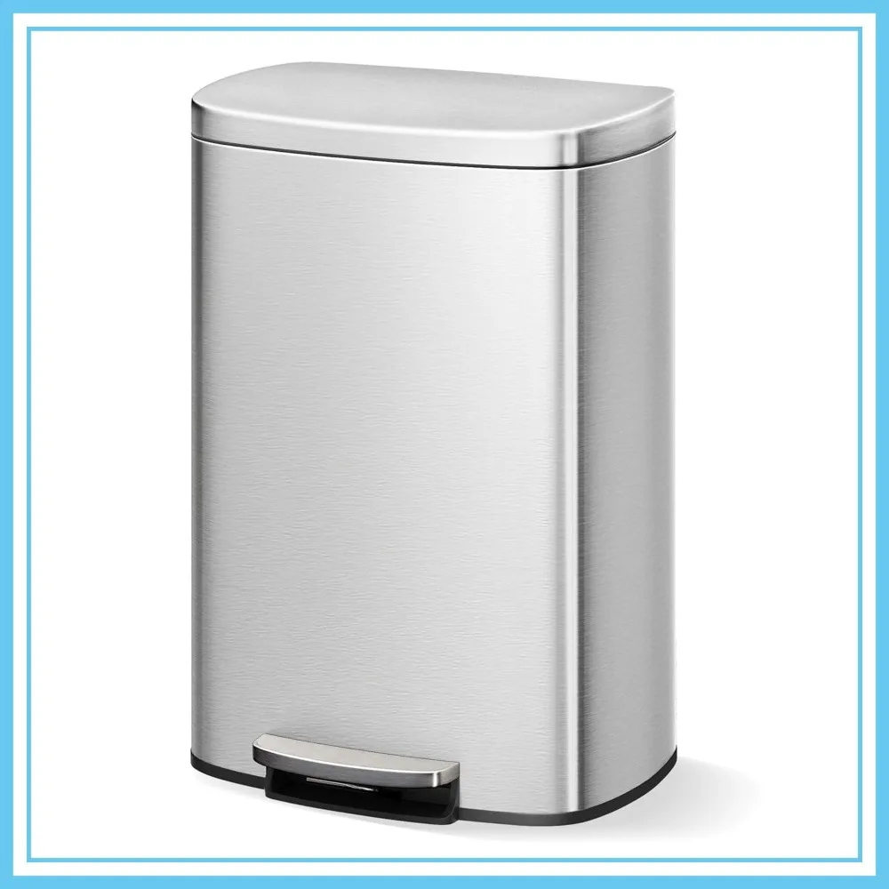 Stainless Steel Step-On Trash Can, 13 Gal / 50 L, Soft Close Lid, Rustproof Kitchen Garbage Bin
Stainless Steel Step-On Trash Can, 13 Gal / 50 L, Soft Close Lid, Rustproof Kitchen Garbage Bin