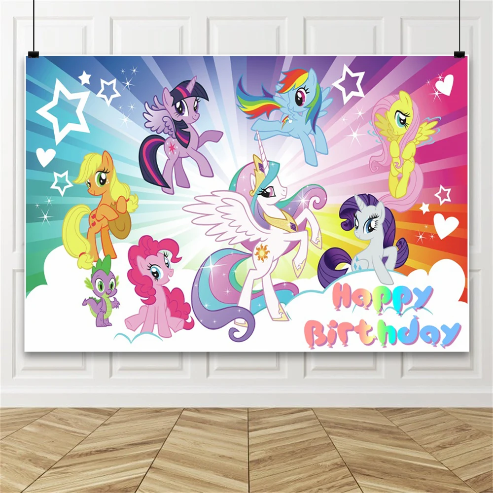 Hasbro My Little Pony для девочек, детский душ, принадлежности для дня рождения, фон для фотосъемки, сценический реквизит, декор для плакатов
Hasbro My Little Pony для девочек, детский душ, принадлежности для дня рождения, фон для фотосъемки, сценический реквизит, декор для плакатов