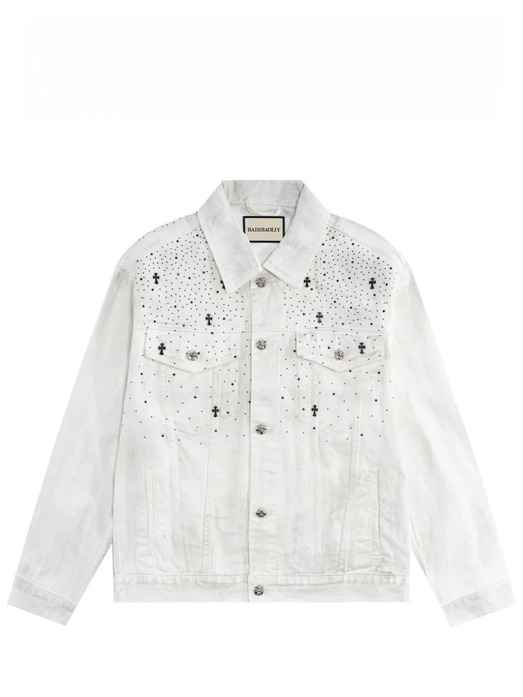 BAIRBAOLIY American Streetwear Cross Rhinestone Loose Fit Cotton Denim Jaet Design Sensation Pure Cotton Casual Coat
BAIRBAOLIY American Streetwear Cross Rhinestone Loose Fit Cotton Denim Jaet Design Sensation Pure Cotton Casual Coat