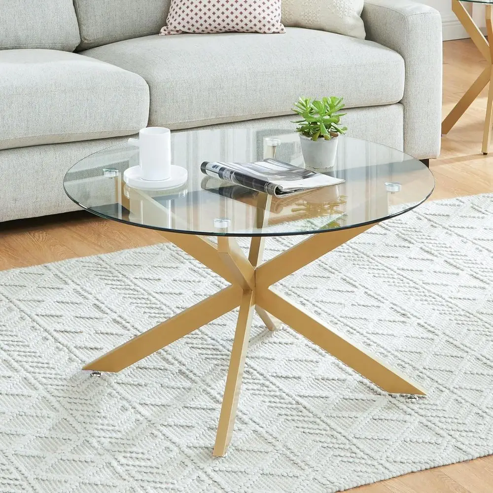 Round Glass Coffee Table for Living Room and Home Office, Clear Tempered Glass Top, 35.5 W x 19.7 H
Round Glass Coffee Table for Living Room and Home Office, Clear Tempered Glass Top, 35.5 W x 19.7 H