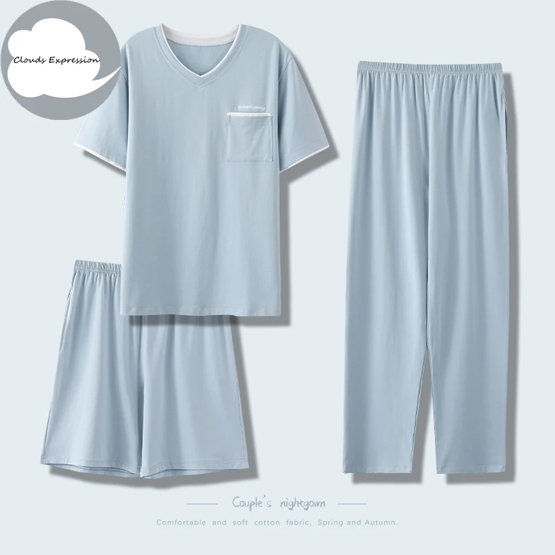 SUMMER V-neck Modal 3 Pieces Pjs Short-sleeved Men's Pajama Sets Male Pyjamas Plaid Loungewear Sleepwear Homewear 4XL PJ Clothes
SUMMER V-neck Modal 3 Pieces Pjs Short-sleeved Men's Pajama Sets Male Pyjamas Plaid Loungewear Sleepwear Homewear 4XL PJ Clothes