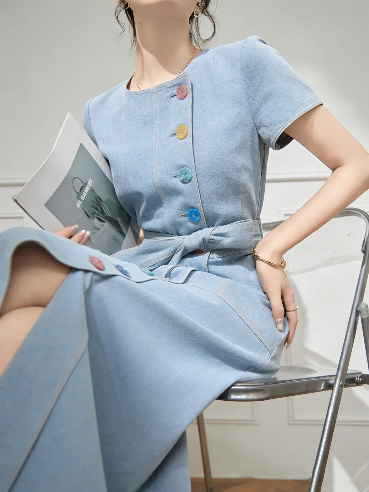 Lulu Korean Style Versatile Denim Dress Women Summer New Waist Cinching Slim Short Sleeve Long Dress Sweet High Waist A-Line ...
Lulu Korean Style Versatile Denim Dress Women Summer New Waist Cinching Slim Short Sleeve Long Dress Sweet High Waist A-Line ...