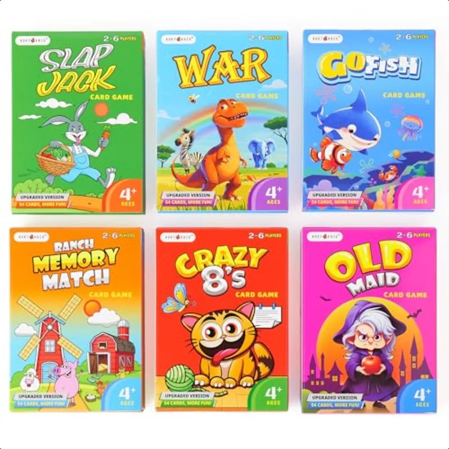 Модернизированный набор карточных игр, 6 колод Go Fish Old Maid Crazy Eights Memory Match Slap Jack War, игральные карты, пасхальные корзины, наполнители
Модернизированный набор карточных игр, 6 колод Go Fish Old Maid Crazy Eights Memory Match Slap Jack War, игральные карты, пасхальные корзины, наполнители