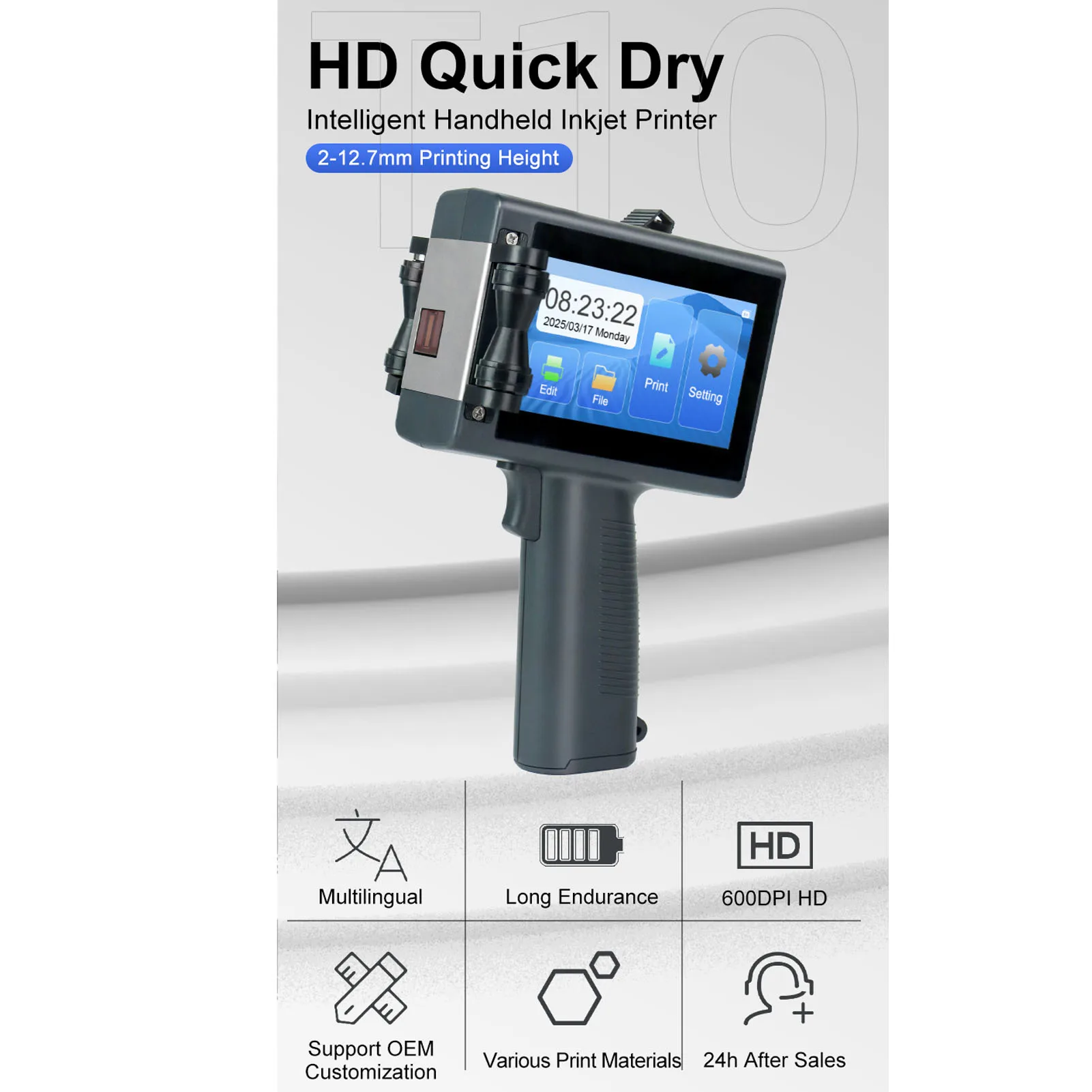 Multifunctional Printing Machine Handheld Inkjet Printer Kit 12.7mm 4.3mm Touchscreen Portable Handheld Printing Machine Kit
Multifunctional Printing Machine Handheld Inkjet Printer Kit 12.7mm 4.3mm Touchscreen Portable Handheld Printing Machine Kit