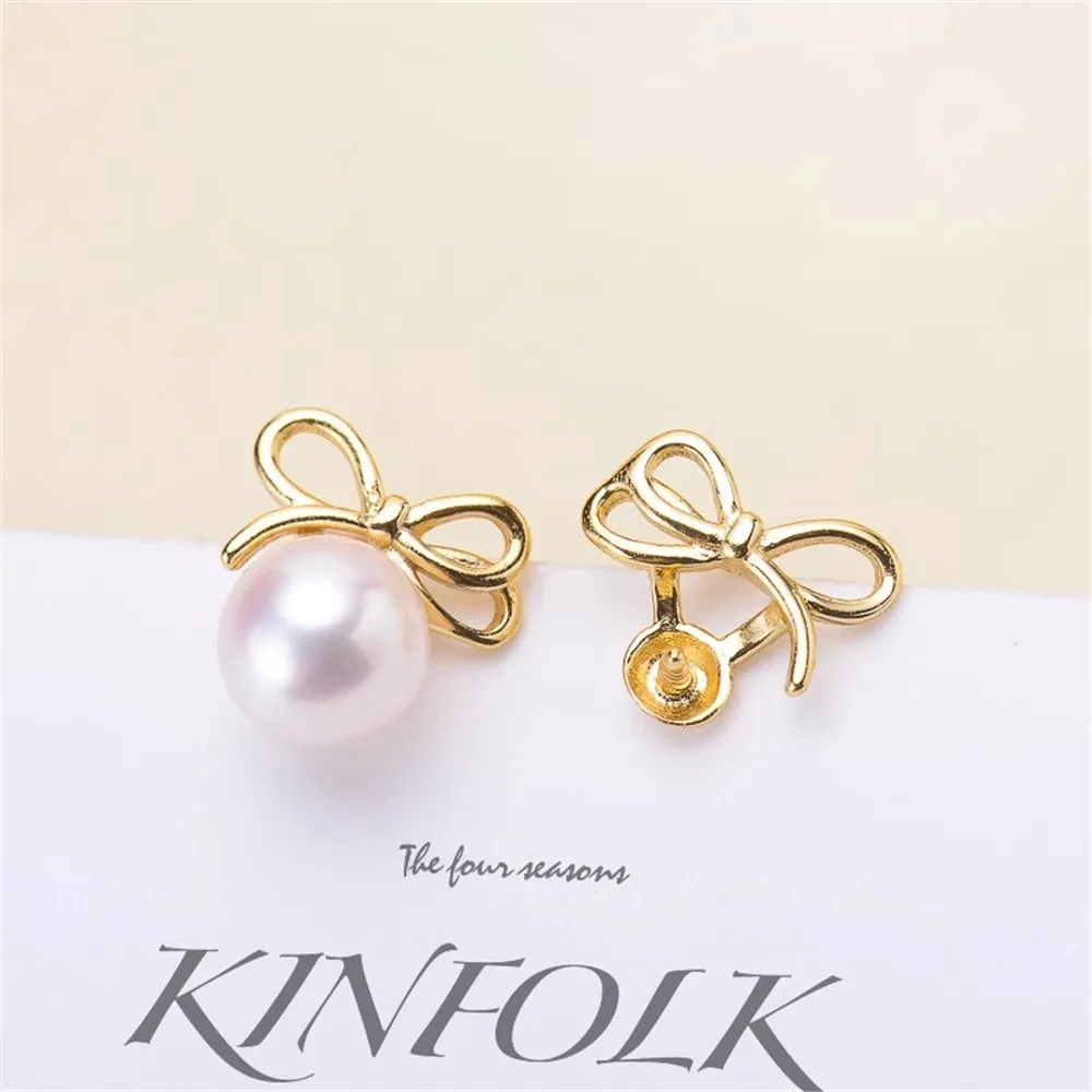 DIY Pearl Accessories S925 Pure Silver Ear Stud Empty Support Bow Style Silver Earring Support with 5-7mm Round Flat Beads E079
DIY Pearl Accessories S925 Pure Silver Ear Stud Empty Support Bow Style Silver Earring Support with 5-7mm Round Flat Beads E079