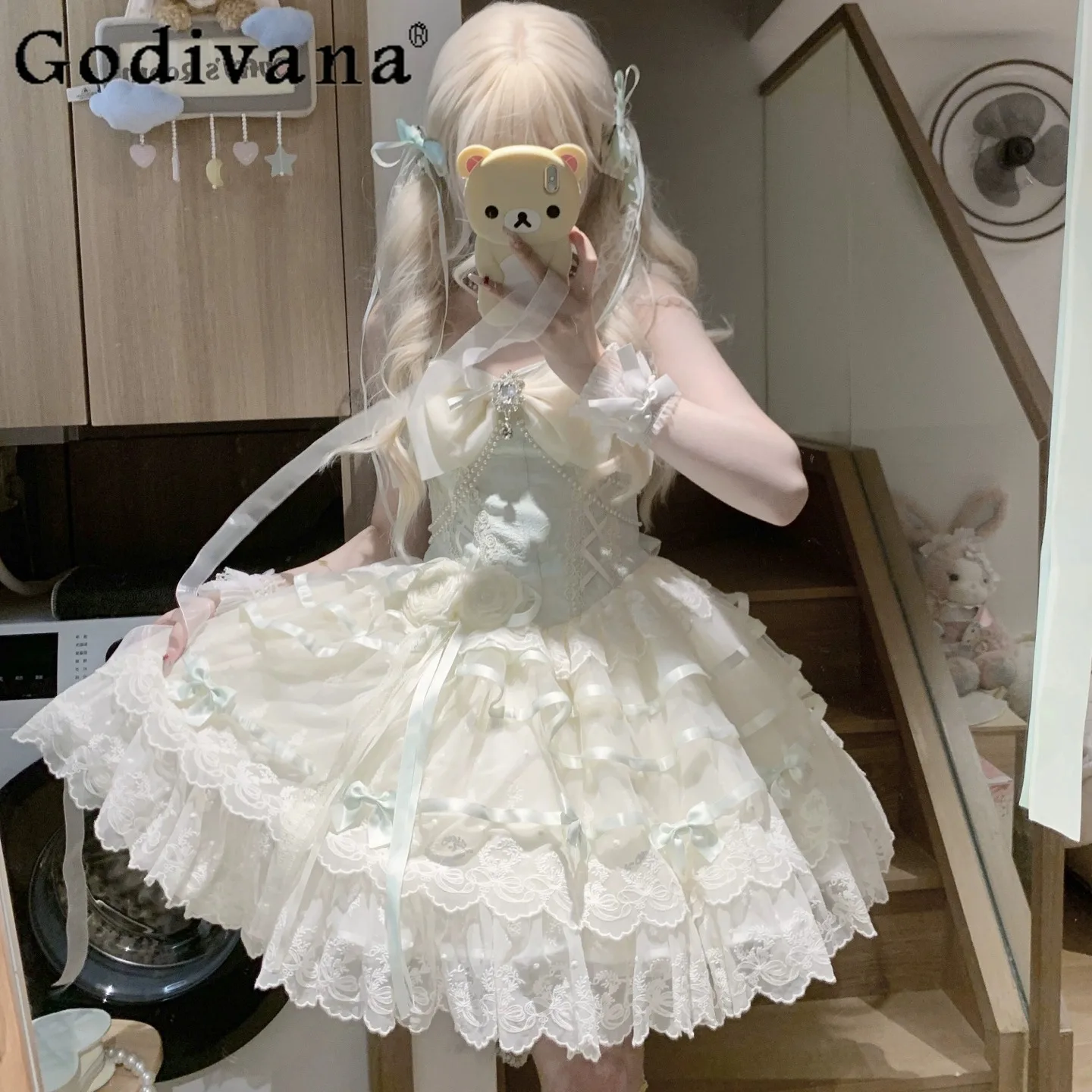 Sweet Dreamy Doll Feel Japanese Original Lolita Dress Ballet Style Evening Dress Girl Birthday Ceremony Princess JSK Dresses
Sweet Dreamy Doll Feel Japanese Original Lolita Dress Ballet Style Evening Dress Girl Birthday Ceremony Princess JSK Dresses
