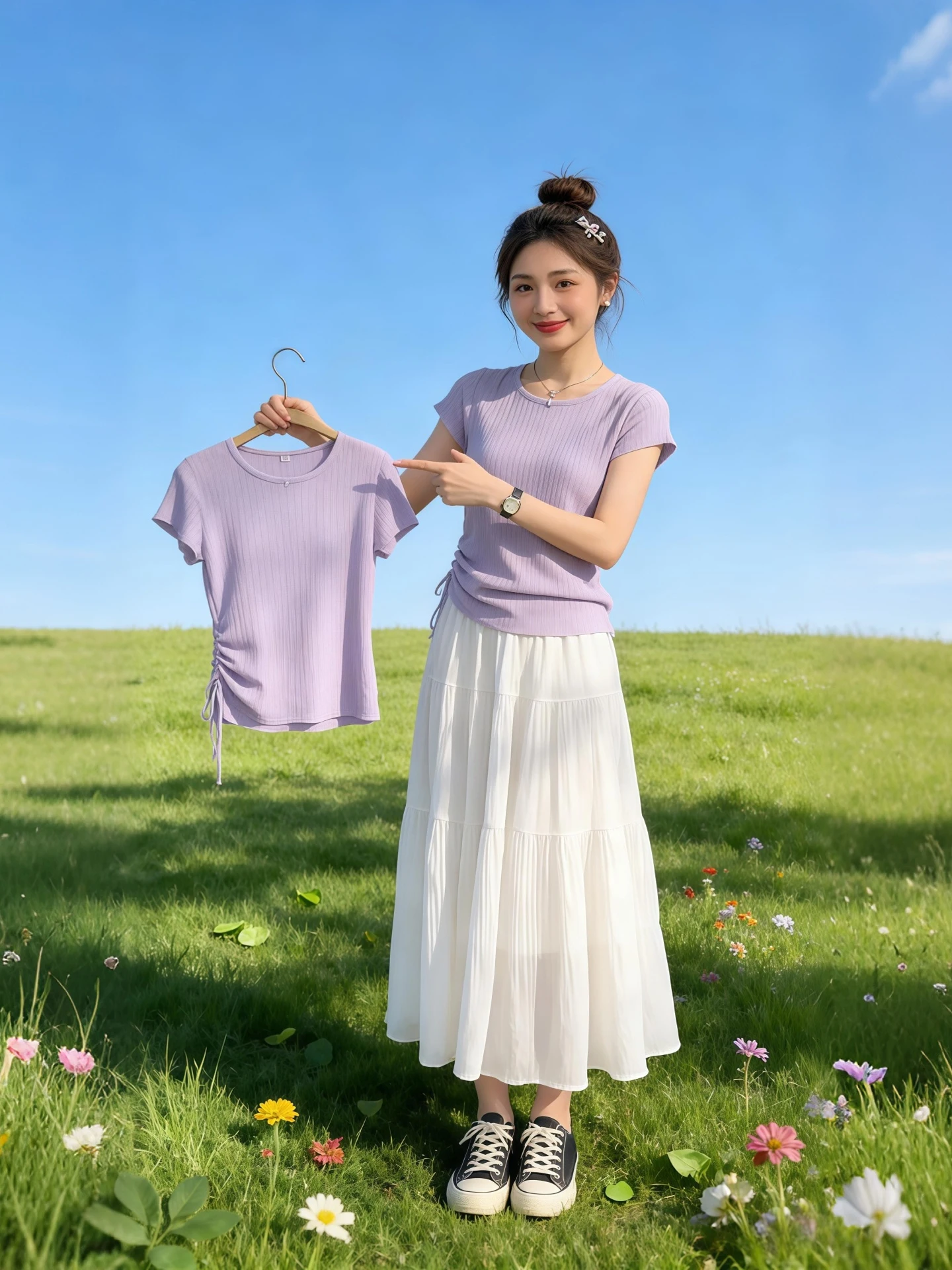 Summer Commute Women's Fashion Purple Short Sleeve T-Shirt Skirt Set Casual Business Look Bicolor Design High Waist Skirt
Summer Commute Women's Fashion Purple Short Sleeve T-Shirt Skirt Set Casual Business Look Bicolor Design High Waist Skirt