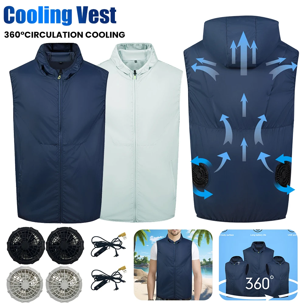 2024 New Fan Cooling Vest Men Summer Air Conditioning Clothing USB Charging Cooling Sport Man Outdoor Solid Color Fishing Vest
2024 New Fan Cooling Vest Men Summer Air Conditioning Clothing USB Charging Cooling Sport Man Outdoor Solid Color Fishing Vest